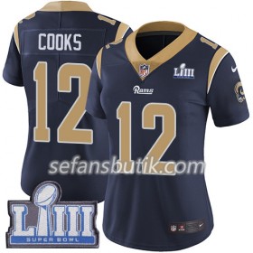 Los Angeles Rams Tröjor Brandin Cooks 12 Nike Blå 2019 Super Bowl LIII - Dame
